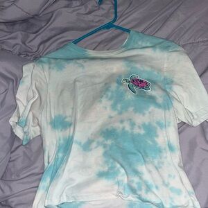 Blue Tie-Dye Shirt with Turtle Design